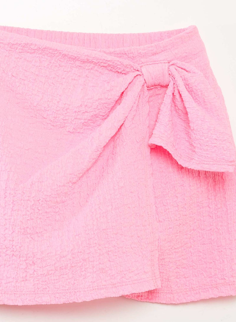 Kiabi Plain Short Skirt With Belt - Image 2